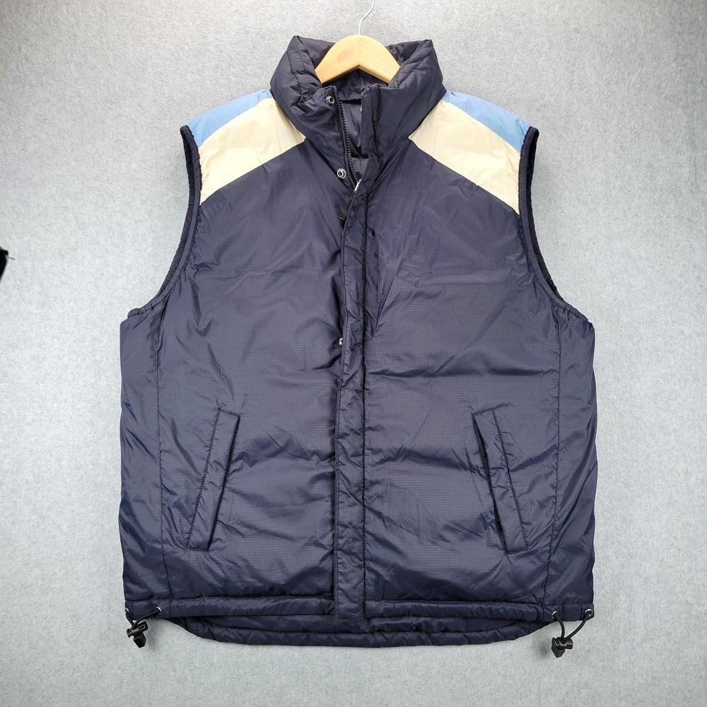 Gap Puffer Vest Mens Large Navy Blue Colorblock Down Filled Ripstop Shell